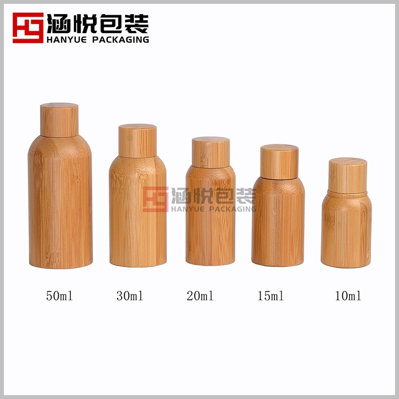 Botellas de bambú para envase cosmético, de 10ml, 15ml, 30ml, 50ml, 100ml, también para aceites esenciales.
