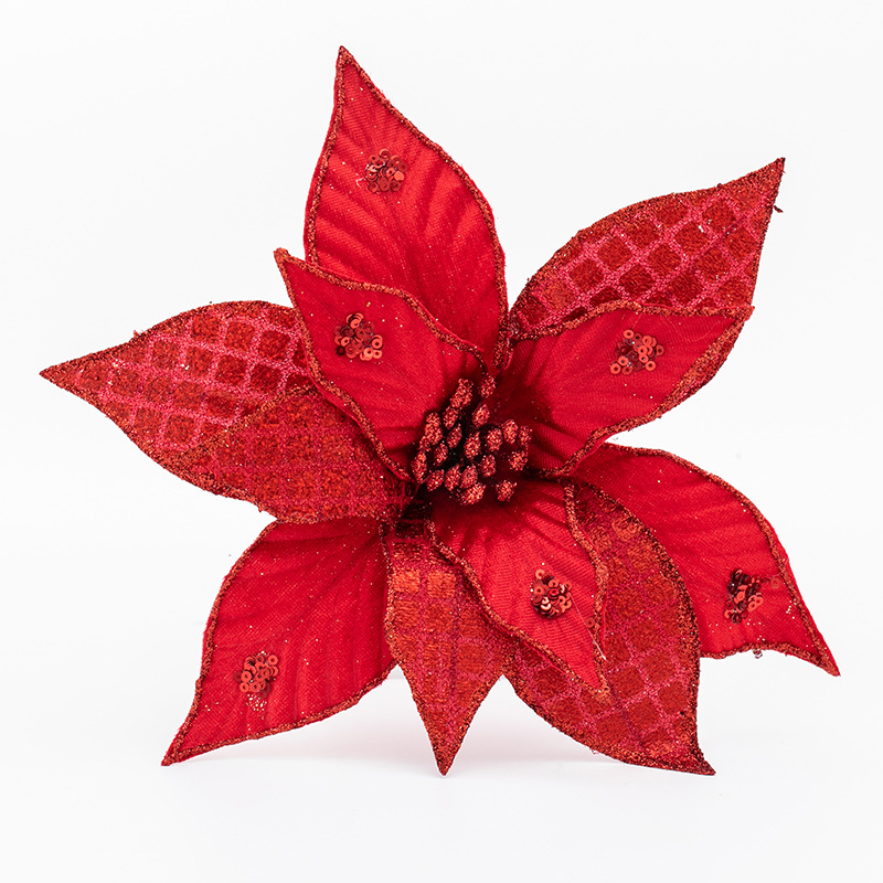 30cm gran flor de Navidad oro plata rojo decoración de Navidad corolla de flores de caña simulación decoración de flores falsas