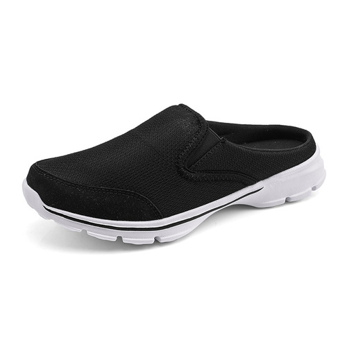 2024 new summer cross-border large size casual shoes half-support women's shoes single shoes men's flat slip-on sandals mesh breathable