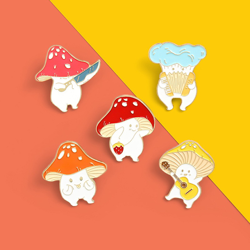 Cartoon Creative Cute Little Mushroom Alloy Dripping Oil Brooch display picture 1