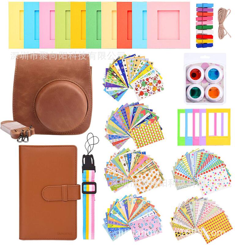 Polaroid camera 12-in-1 accessories suit fit for Instax Mini 9 8+8 Brown