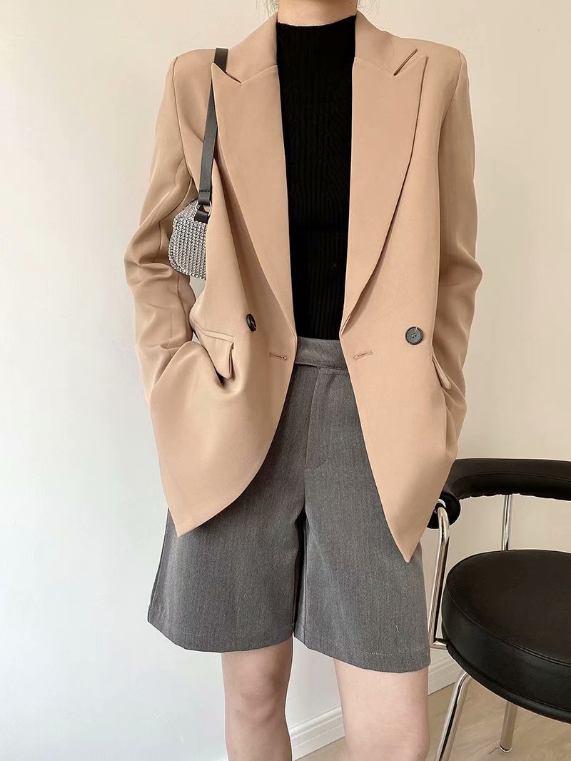 drape loose casual double-breasted suit jacket NSAM14272