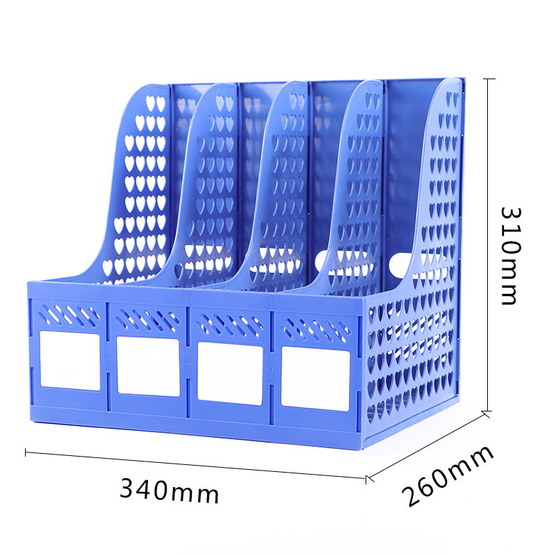 플라스틱 사무용품 데이터 랙 4 층 트리플 데스크탑 저장 열 파일 상자 파일 상자 관리 책 스탠드