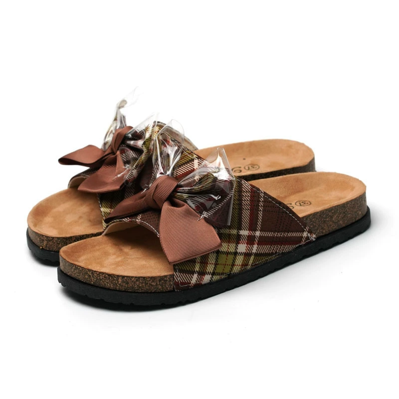 Summer slippers, non-slip beach footwear, slide with bow, custom-made