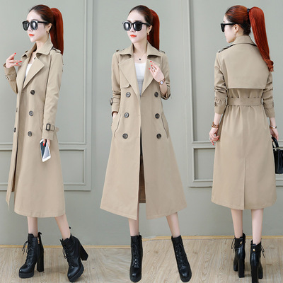 Windbreaker jacket women 2020 new pattern spring and autumn High-end Mid length version fashion temperament Versatile spring clothes atmosphere overcoat