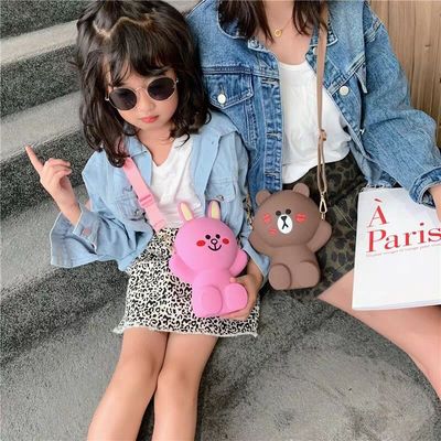 抖音兔子熊斜挎女包2020新款小包包女包硅胶萌卡通儿童手机包包|ms