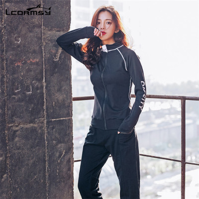 韓版新款瑜伽服女裝顯瘦性感速幹健身服套裝休閑運動瑜伽服三件套