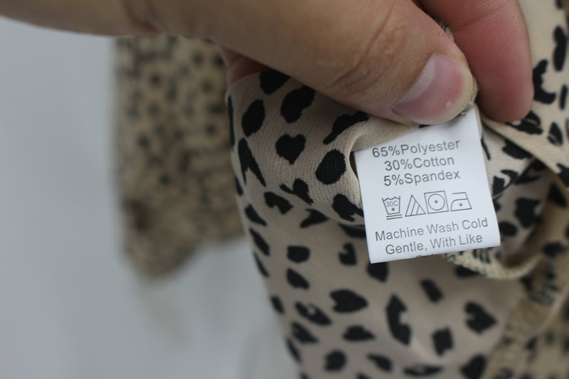Leopard print long sleeve v-neck button lace-up polyester sexy blouses NSJRM81817
