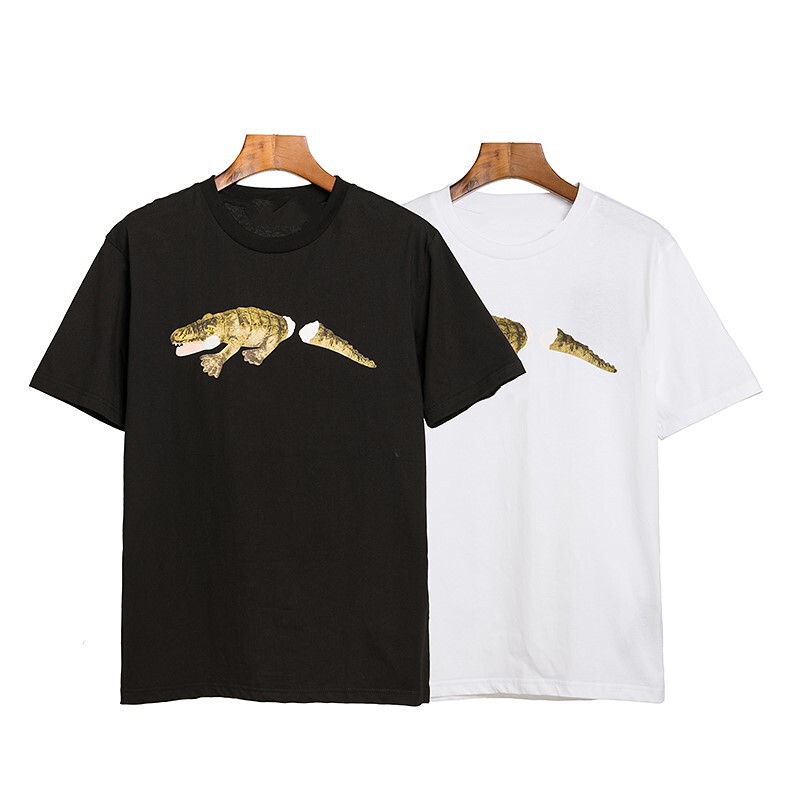 New Arrival Tree Angel Short-sleeved Crocodile Print T-shirt with Broken Tail Loose Casual Round Neck Short T-shirt