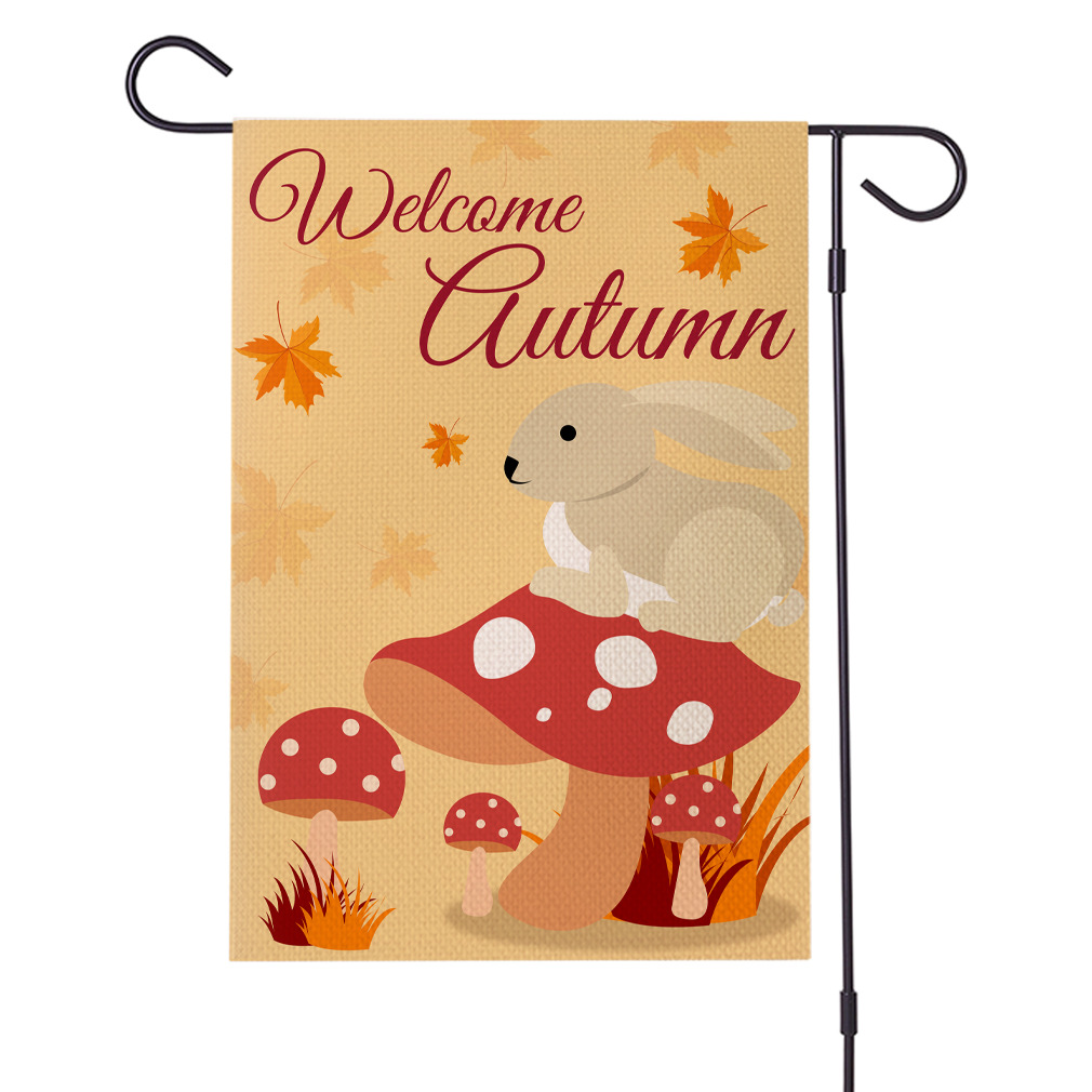 跨境热销  秋季花朵系列防水亚麻花园旗 双面庭院节日旗 支持定制