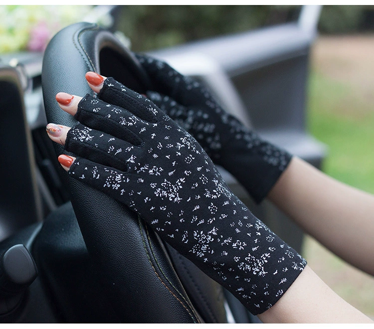 Summer gloves, ultra thin cotton ring, fingerless, UV protection
