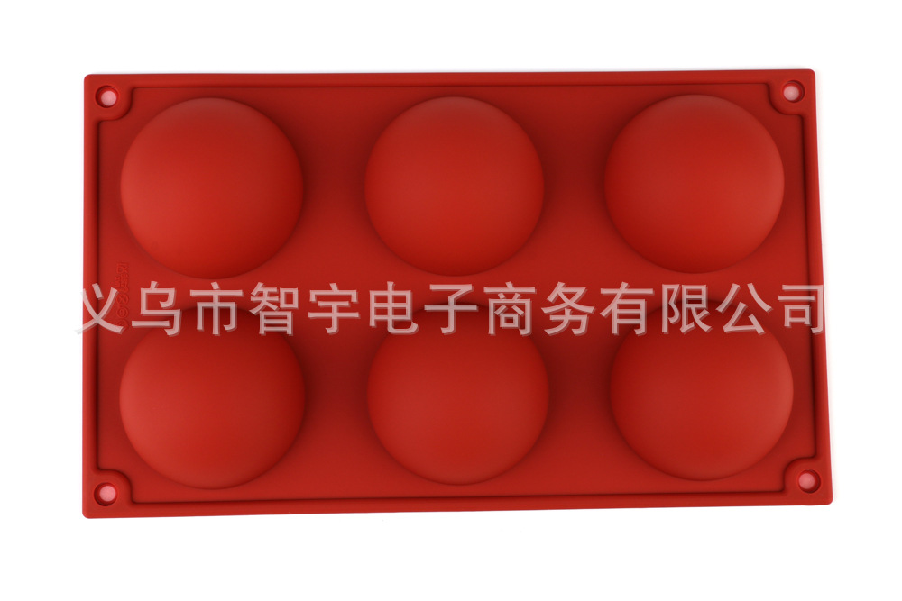 跨境現貨6連大半圓矽膠糕模多孔巧克力模DIY皂模圓形烘焙模具