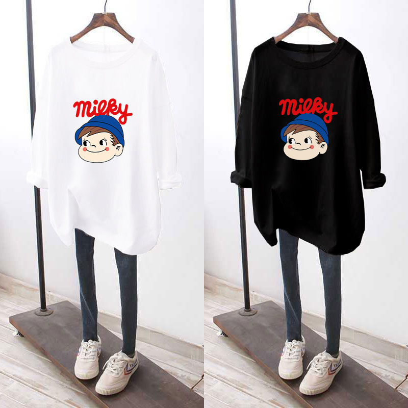 2020 Early autumn new pattern Korean Edition Versatile leisure time XL Easy Long sleeve T-shirts student Autumn Base coat