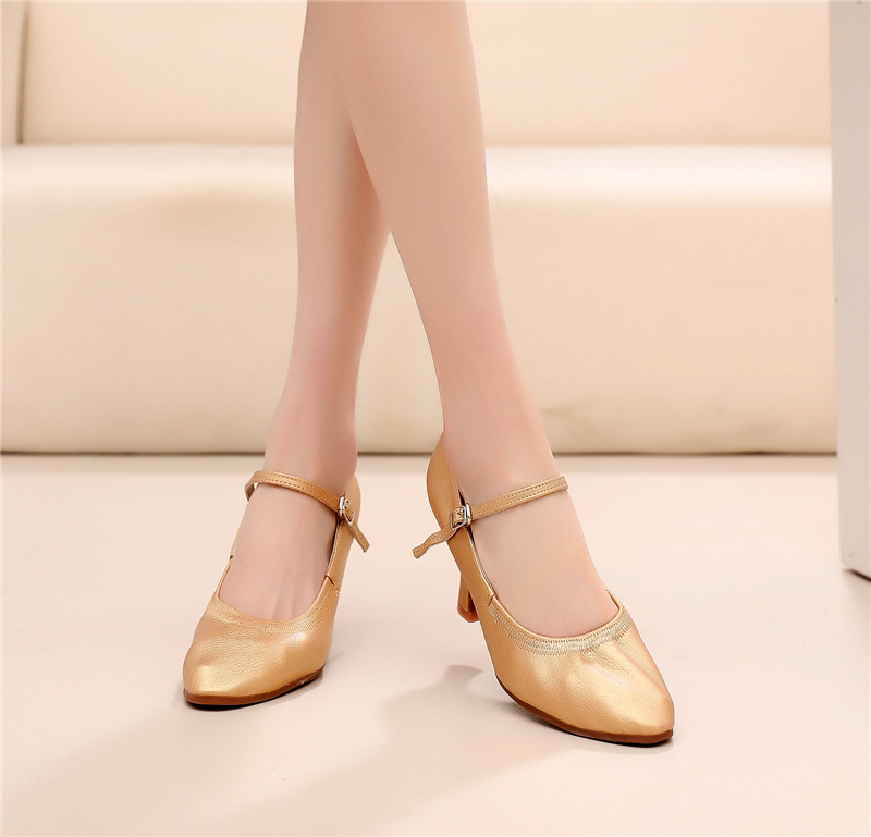 Adult children Women's mid-high heel fur bottom indoor and outdoor tendon bottom soft bottom square dance shoes modern dance shoes PU