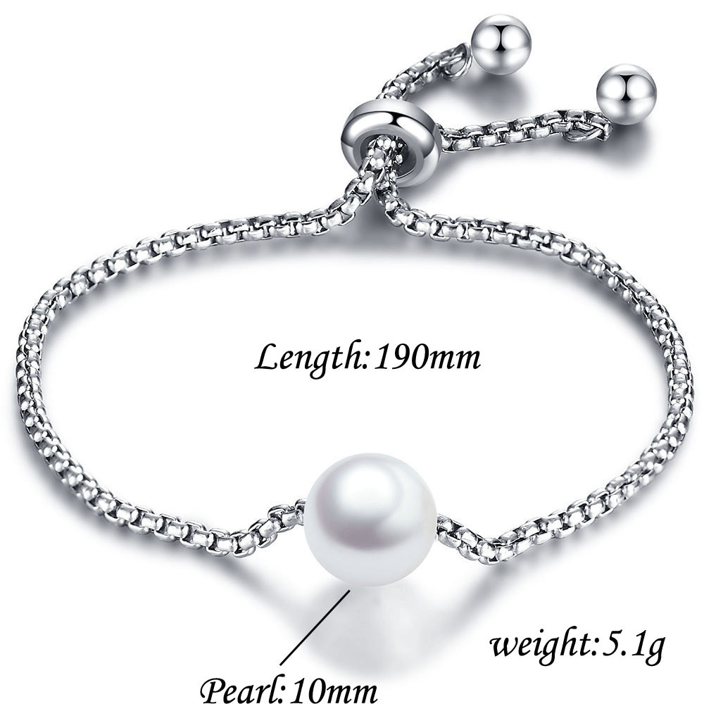 New Style Titanium Steel Pearl Adjustable Bracelet display picture 1