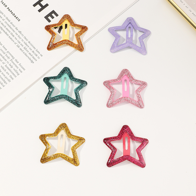 Korean  New Star  Simple  Gold Powder Side Clip display picture 1