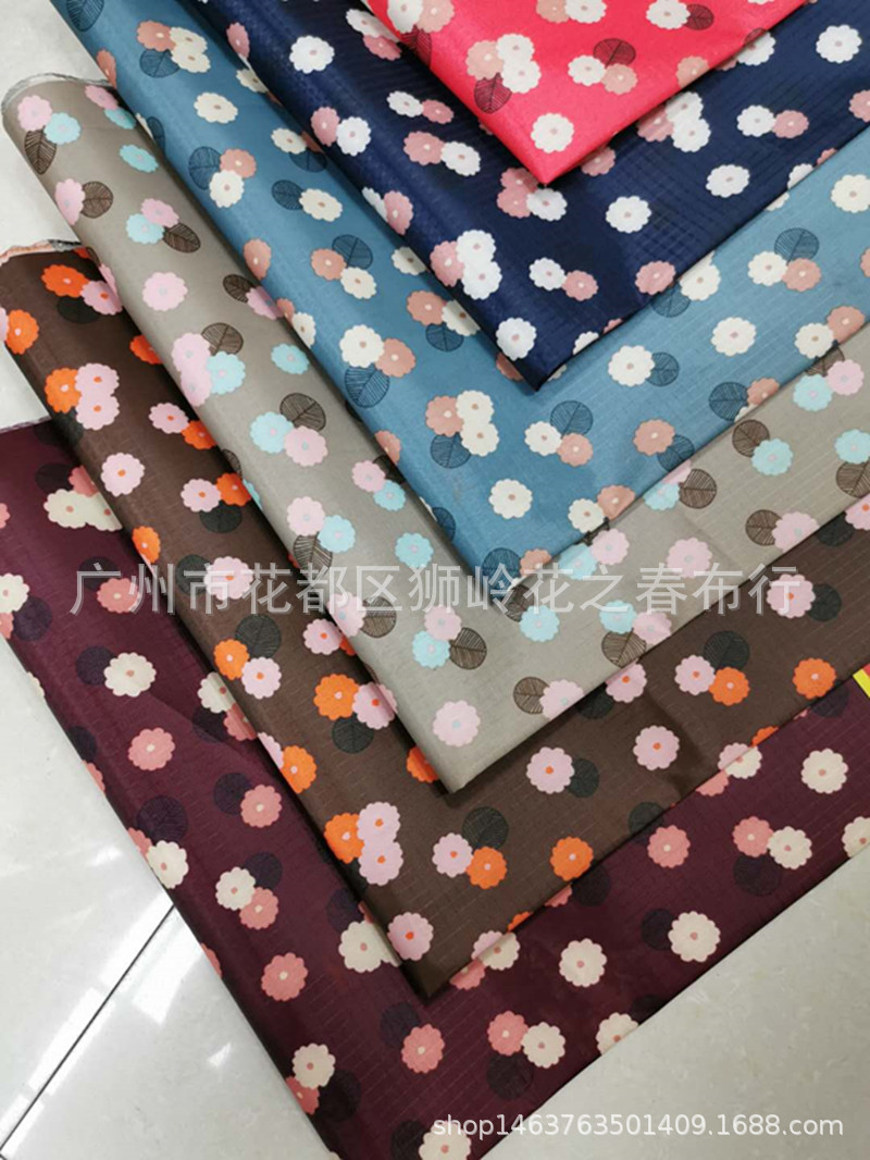 花之春经典花卉210D牛津格子PVC印花面料批发一手货源厂家直销