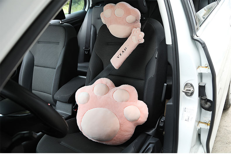 Car Plush Headrest Pillow Cute Cat Claw Car Neck Pillow Pillow Pillow Fashion Advanced Sense Car Interior Decoration Waist Pillow