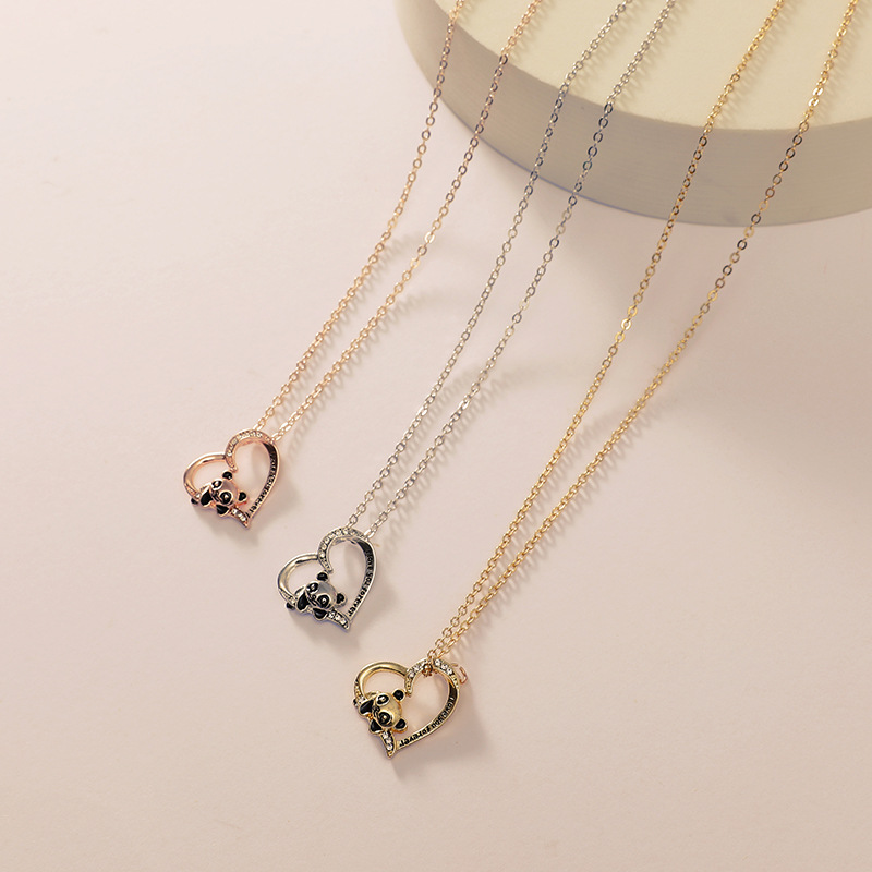 Fashion Heart Shape Alloy Plating Rhinestones Womenu0027S Pendant Necklace 1 Piece