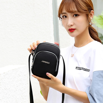 三层拉链手机包女牛津布单肩斜挎包休闲韩版轻便小方包零钱包潮