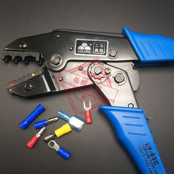 华胜工具9"台湾式非对称预绝缘端子压接钳压线钳0.5-6mm LY-03C