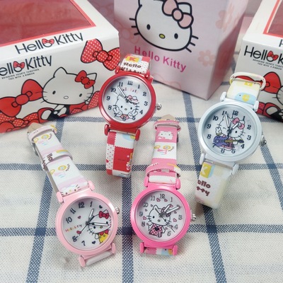hello kitty可爱儿童手表凯蒂猫kt卡通女孩女生皮革手表工厂直销