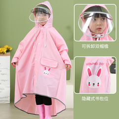 Children's one-piece raincoat with school bag for boys and girls going to school waterproof transparent poncho cartoon EVA poncho
