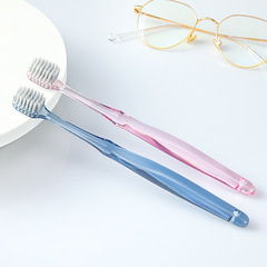 銀離子抑菌成人牙刷2支裝 情侶家用水晶刷柄小頭軟毛牙刷廠家批發