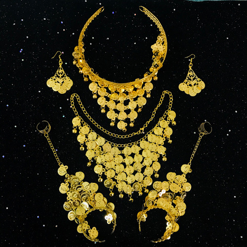 New Indian dance clothing accessories stage performance jewelry belly dance necklace earrings nose chain eyebrow pendant headdress