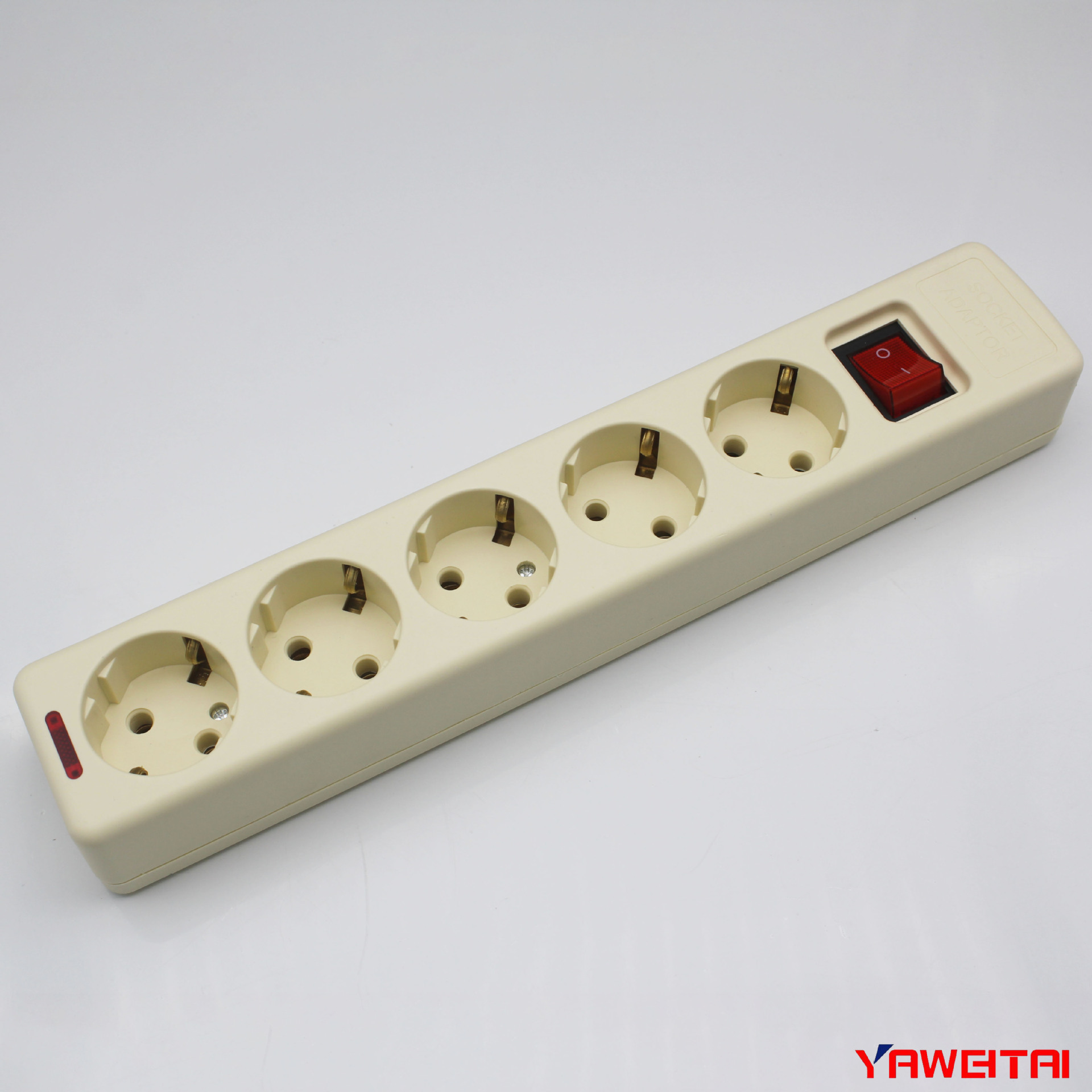 德标排插五位/五孔带开关 Schuko带电线插座 印尼式排插