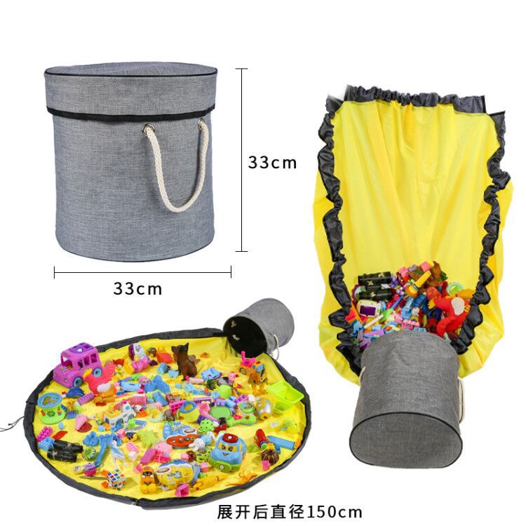 Large fold Velcro Removable Storage baskets Cotton rope Handle Laundry Bin Storage bucket Including toy mat