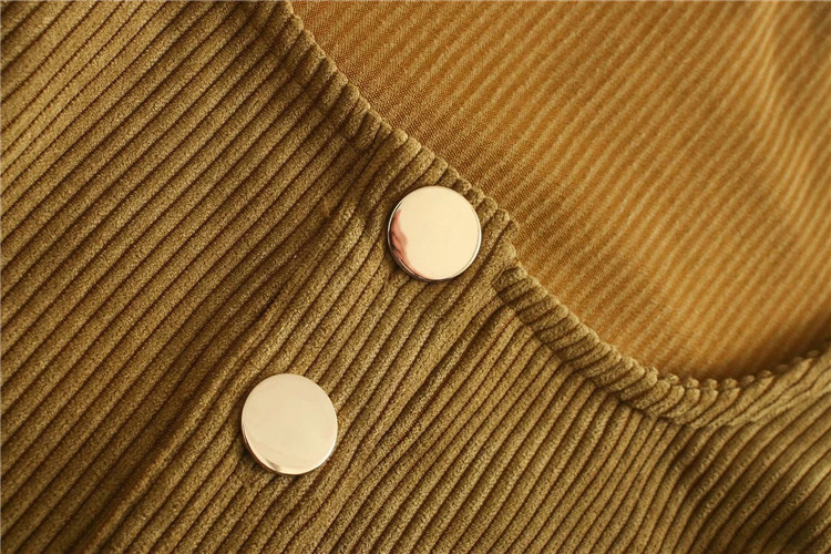 retro corduroy square collar single-breasted shirt jacket NSLD15599