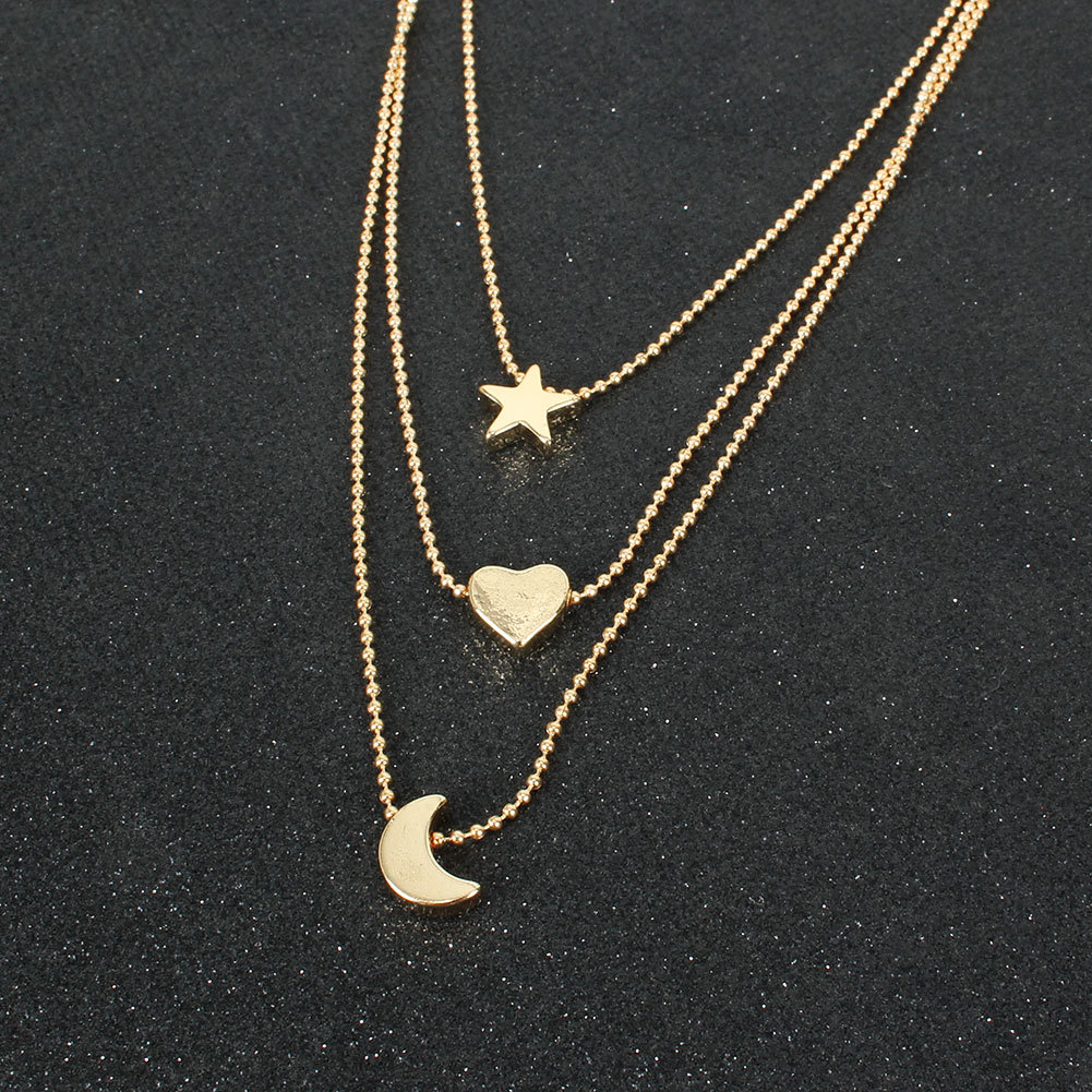 Alloy Star Moon Pendant Necklace display picture 4