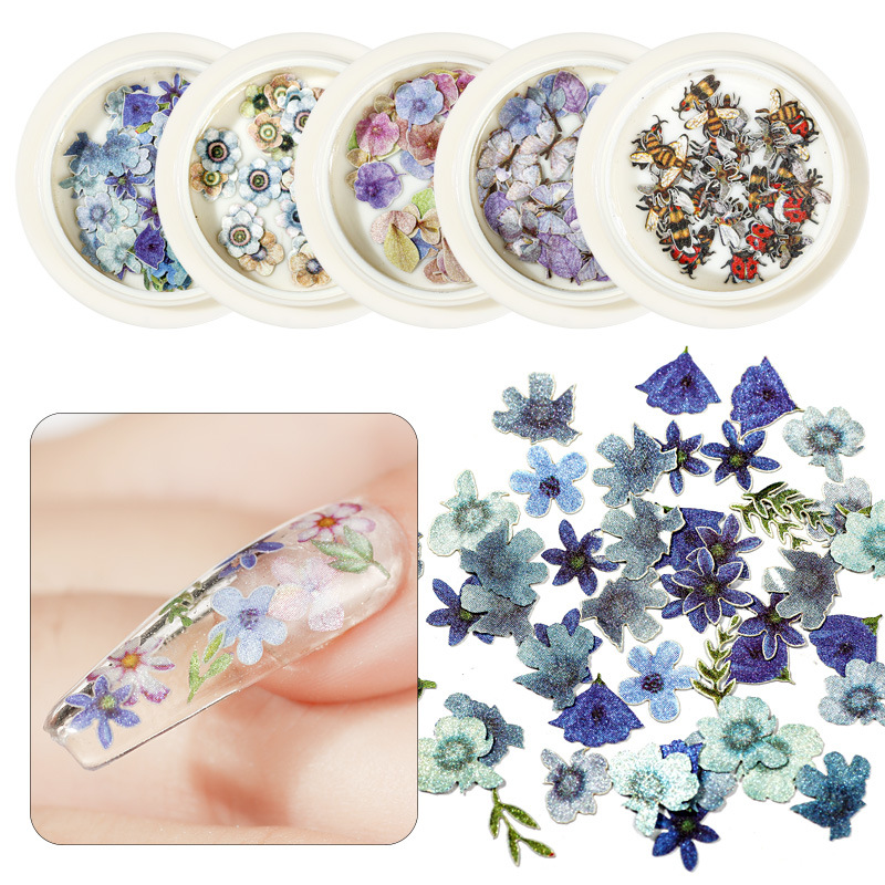 Fingerpiepiepie nail art caramelo de color, dulces de osos de fresa mezclados con flores sólidas hechas a mano, nail art de pulpa.