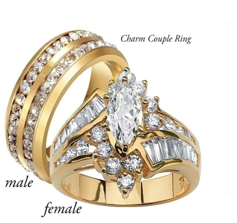 ebay New Gold Color Diamond Irregular Horse Eye Shape Simple Ring Men's and Women's Couple Set Ring