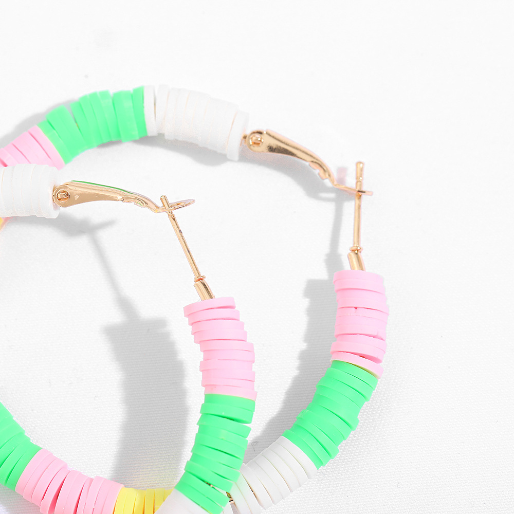 hot sale beach C-shaped soft pottery color exaggerated earrings wholesale