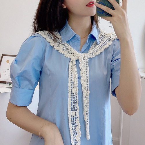 Detachable Dickey collar half shirt blouse decoration collarcotton scarf sweet female literary hollow out Half shirt dickey collar wholesale shawl decoration