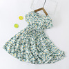 Summer new girl Zhong children's cotton and silk short sleeve dress three -layer skirt button cake skirt wholesale