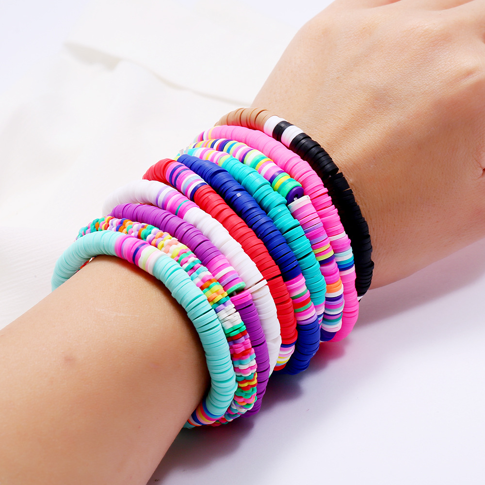 Europe and America Cross border Accessories Wafer 6mm Fimo Sandy beach Bracelet Bohemia Retro Simplicity Elastic rope Bracelet