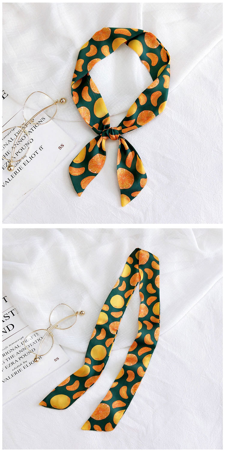 25g Weight Silk Scarf Classification Travel Occasion Unisex Gender Sweet Style Rose Red, White, Red, Green, Yellow, Black Color Long Striped Women's Autumn New Tied Bag Silk Scarf 5