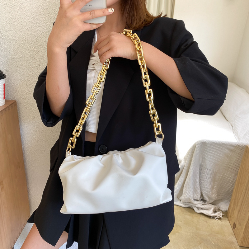 Women's Medium Pu Leather Solid Color Streetwear Cloud Shape Lock Clasp Underarm Bag display picture 44
