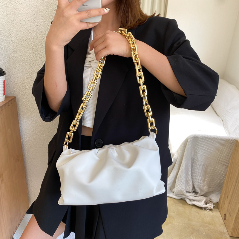270g Weight Lock clasp Closure Type Single Shoulder Strap Strap Type Underarm Bag Bags Type Casual, Shopping Occasion Pu Leather Material Solid Color Pattern All Seasons Season Women's Gender Streetwear Style Medium Size Women's Medium Pu Leather Solid Color Streetwear Cloud Shape Lock Clasp Underarm Bag 43