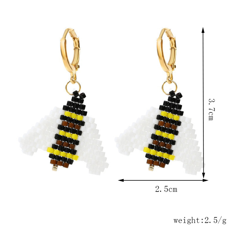 Fashion Hand-woven Rice Beads Bee Trend Insect Earrings display picture 1