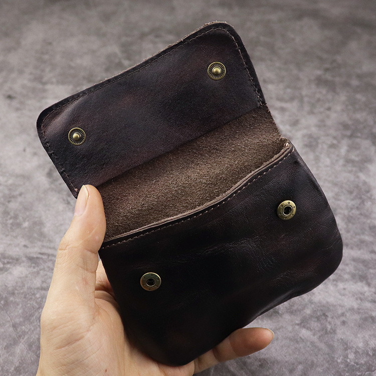 New Plant Tanned Leather Zero Wallet for Women's Minimalist Cover Style Large Capacity Card Storage Used Wrinkle Bag_voghion.com