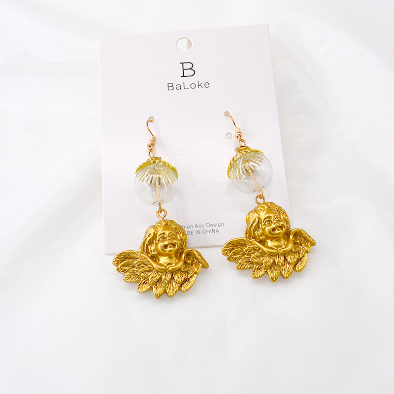 Ange Ailes Personnalité Strass Plume Aile Boucles D'oreilles Femmes Marée Ange Vent Froid Longue Oreille Crochet En Gros Nihaojewelry display picture 6