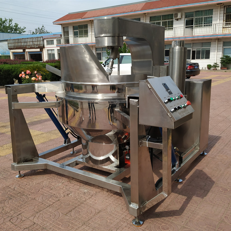Large electromagnetic heating high viscous wok planetary stirring sandwich Pan full set of mushroom sauce processing production line equipment