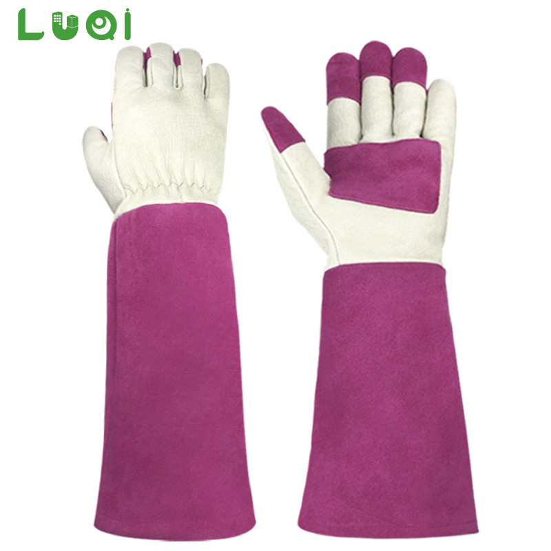 Verde de equitación largo Jardín de jardinería guantes de piel de cerdo resistente al desgaste de la apicultura a prueba de golpes de absorción de choque resistente a las puñaladas Amazon transfronteriza anti-escaldadura