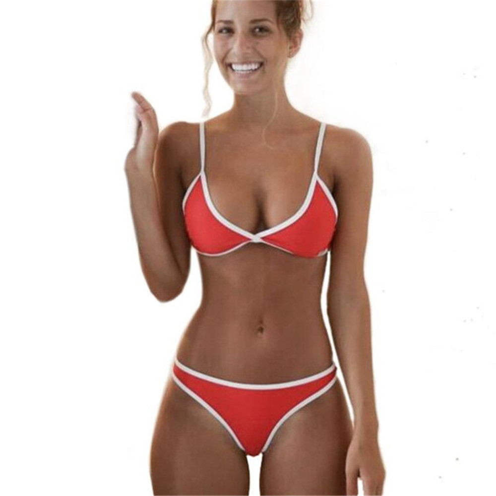 Red And White Brazilian Bikini Swimsuit Swimwear For Women