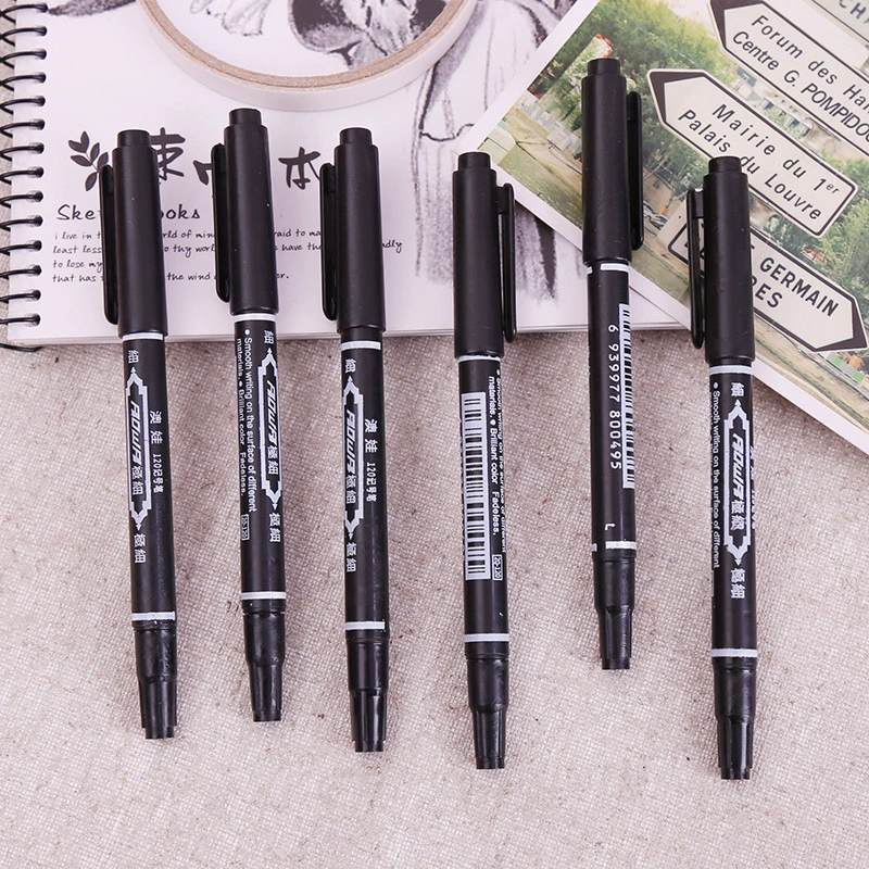 Двуглавый черный крючок ручка для рисования художественный маркер креативная многоцелевая гелевая ручка метка для ключей очень тонкая, не маслянистая