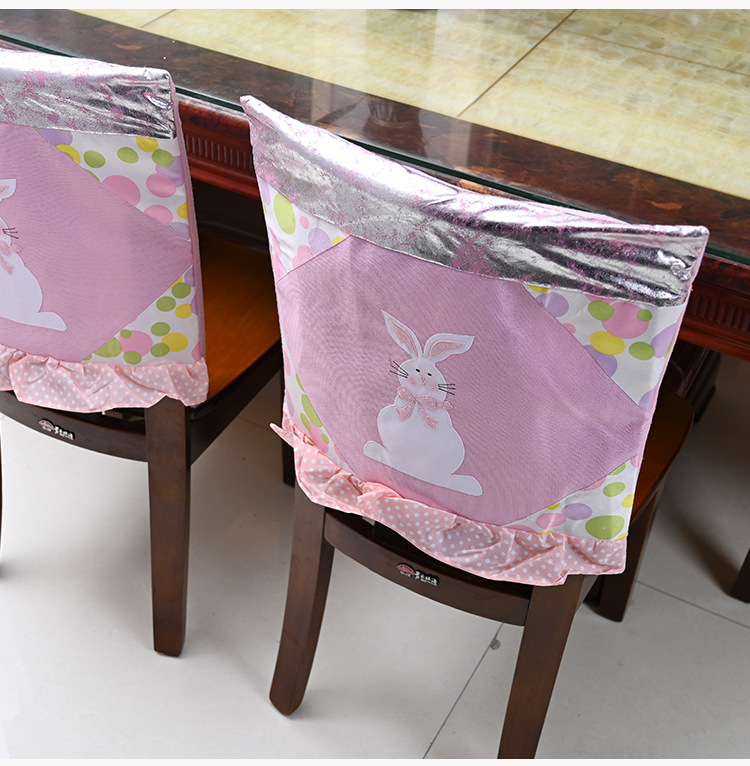 Haobei New Easter Decoration Supplies Easter Chair Cover Chair Cover Rabbit Chair Cover Chair Cushion Case display picture 5